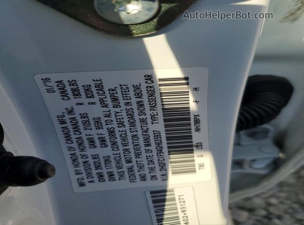 2HGFC1F94GH635937 2016 HONDA CIVIC Белый Вид подкапотного пространства