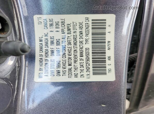 2HGFC2F56GH503720 2016 HONDA CIVIC Gray Widok komory silnika