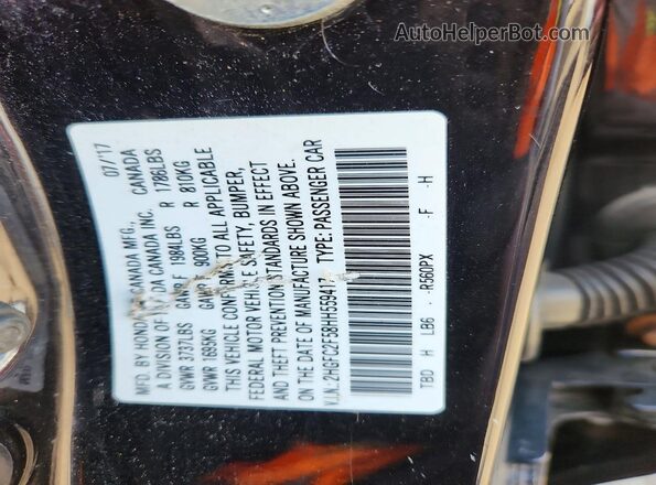 2HGFC2F58HH559417 2017 HONDA CIVIC Black Engine compartment view