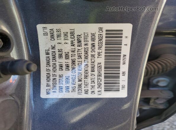 2HGFC2F58JH550674 2018 HONDA CIVIC Gray Widok komory silnika
