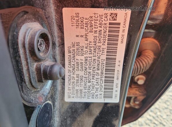 2HGFC2F65MH522912 2021 HONDA CIVIC Black Widok naklejki z numerem VIN