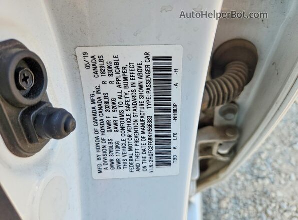 2HGFC2F68KH566383 2019 HONDA CIVIC White Widok komory silnika