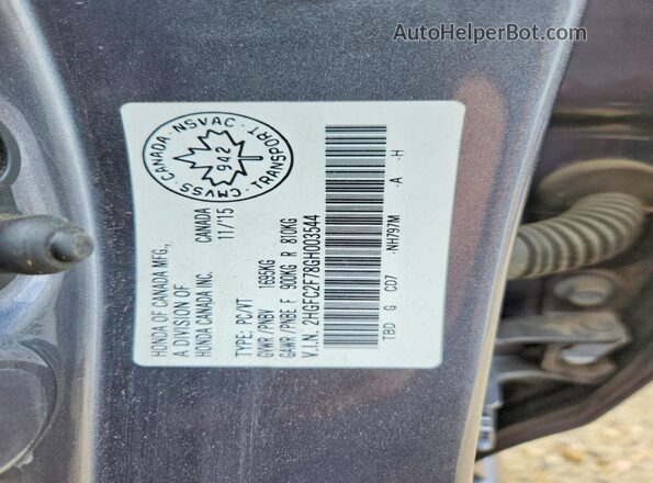 2HGFC2F78GH003544 2016 HONDA CIVIC Black Вид підкапотного простору
