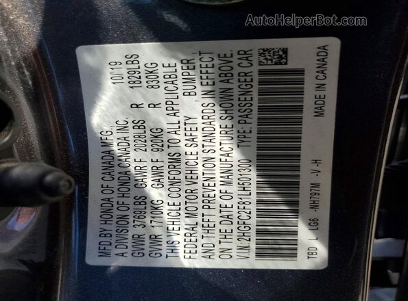 2HGFC2F81LH501300 2020 HONDA CIVIC Gray Vista del compartimento del motor