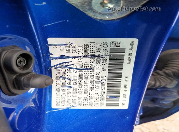 2HGFC2F8XLH515079 2020 HONDA CIVIC Blue ძრავის განყოფილების ხედი
