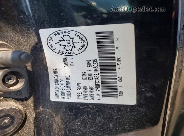 2HGFC3A33JH450235 2018 HONDA CIVIC Black VIN sticker view