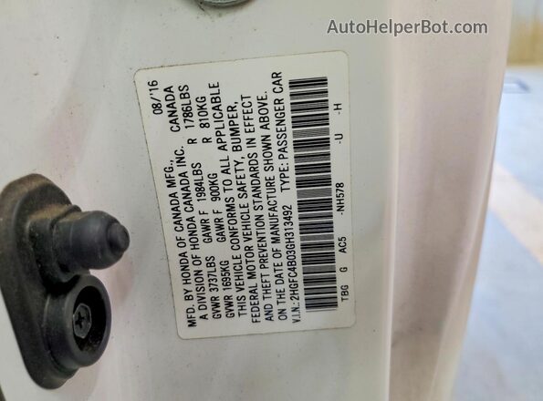 2HGFC4B03GH313492 2016 HONDA CIVIC White Engine compartment view