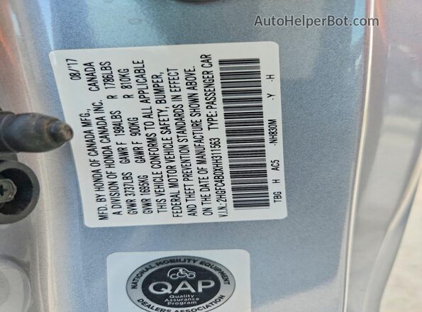 2HGFC4B0XHH311563 2017 HONDA CIVIC Silver Widok komory silnika