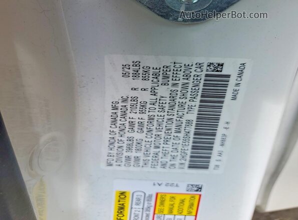 2HGFE1E55SH477688 2025 HONDA CIVIC White VIN sticker view