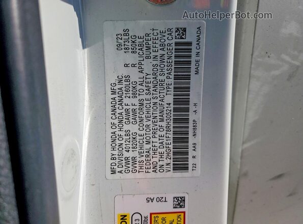 2HGFE1F78RH305214 2024 HONDA CIVIC White Widok komory silnika
