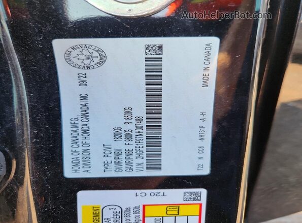 2HGFE1F97NH007488 2022 HONDA CIVIC Black Engine compartment view