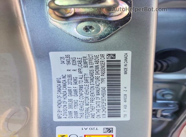 2HGFE2F55TH593043 2026 HONDA CIVIC Silver VIN კოდის სტიკერის ხედი