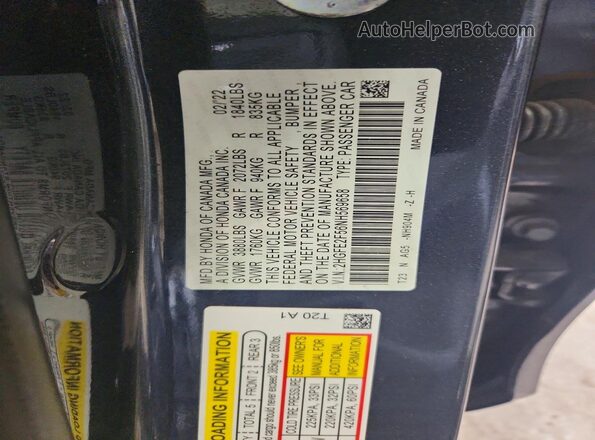 2HGFE2F56NH569658 2022 HONDA CIVIC Серый Вид наклейки с VIN-кодом
