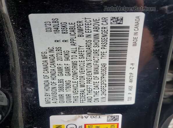 2HGFE2F57PH536249 2023 HONDA CIVIC Black ძრავის განყოფილების ხედი