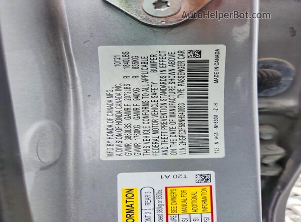 2HGFE2F58NH540663 2022 HONDA CIVIC Silver Вид наклейки з VIN-кодом