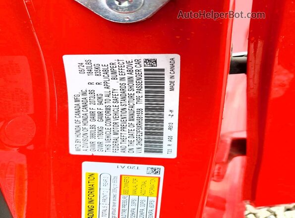 2HGFE2F5XRH581558 2024 HONDA CIVIC Red Widok komory silnika