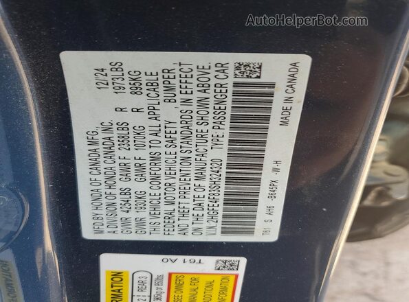 2HGFE4F83SH324320 2025 HONDA CIVIC Blue Engine compartment view