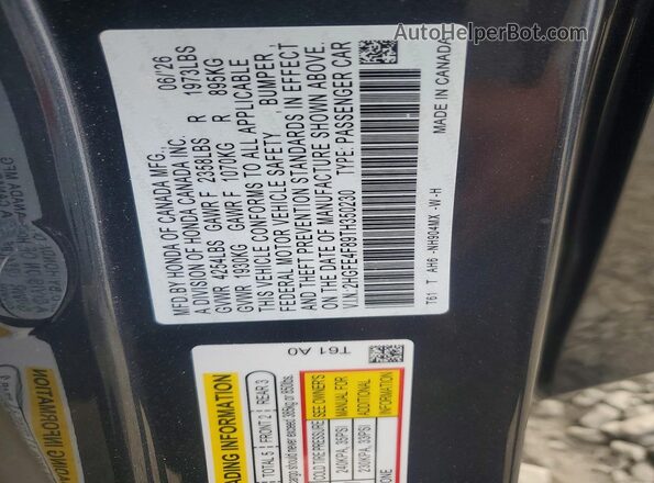 2HGFE4F89TH350230 2026 HONDA CIVIC Gray Engine compartment view