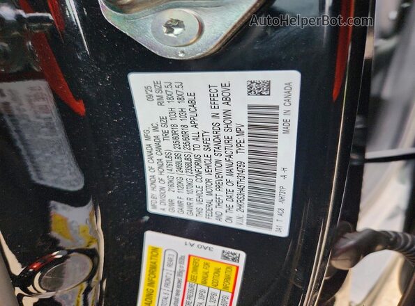 2HKRS3H45TH314759 2026 HONDA CR-V Black Widok naklejki z numerem VIN