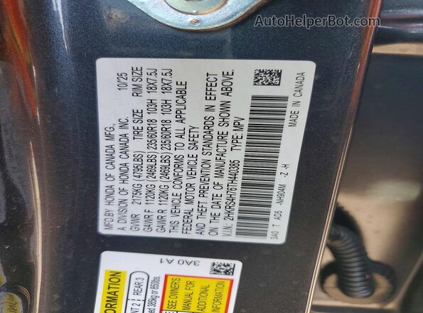 2HKRS4H76TH440385 2026 HONDA CR-V Gray Widok naklejki z numerem VIN