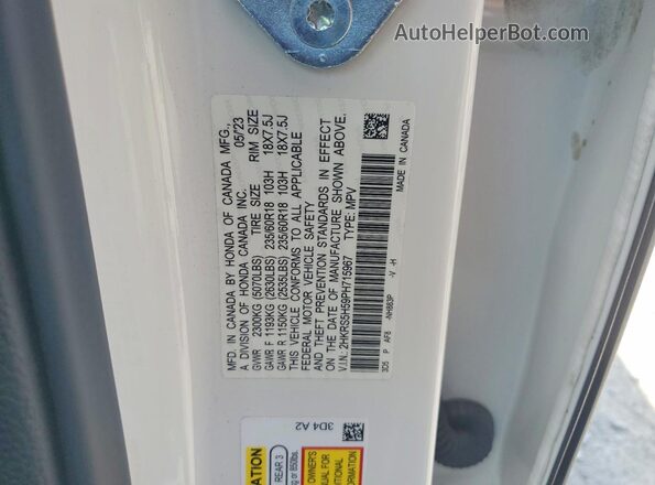 2HKRS5H59PH715967 2023 HONDA CR-V White VIN կոդի պիտակի տեսք