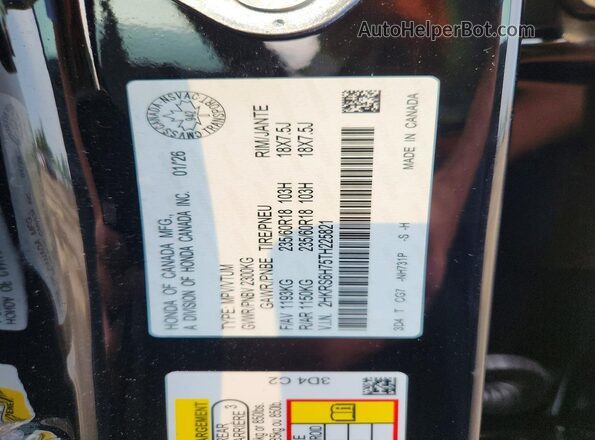 2HKRS6H75TH225821 2026 HONDA CR-V Black VIN კოდის სტიკერის ხედი