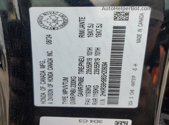 2HKRS6H98SH209094 2025 HONDA CR-V Black VIN sticker view
