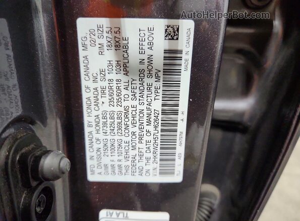 2HKRW2H57LH626427 2020 HONDA CR-V Gray Панорамний вид салону 360°