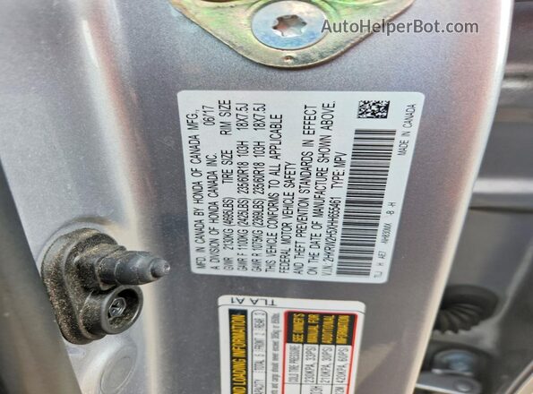 2HKRW2H5XHH655461 2017 HONDA CR-V Silver Widok naklejki z numerem VIN
