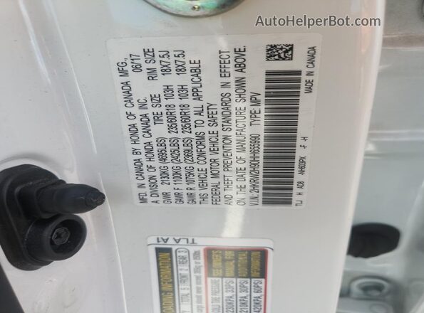 2HKRW2H90HH655990 2017 HONDA CR-V Белый Вид наклейки с VIN-кодом
