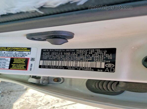 2T1BURHE1GC519463 2016 TOYOTA COROLLA White VIN კოდის სტიკერის ხედი