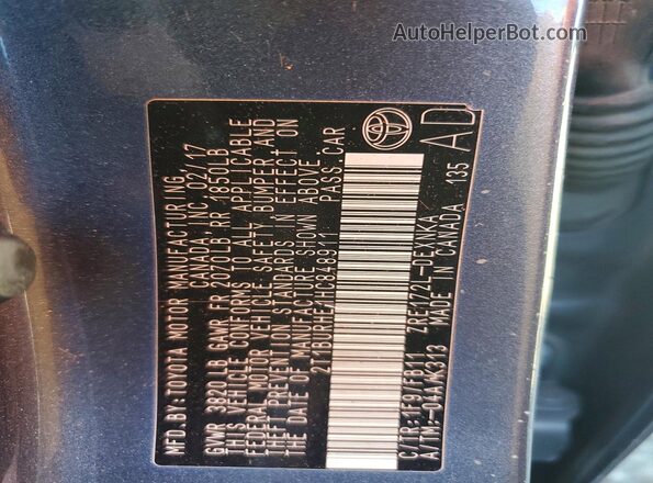2T1BURHE1HC848911 2017 TOYOTA COROLLA Gray Vista del compartimento del motor