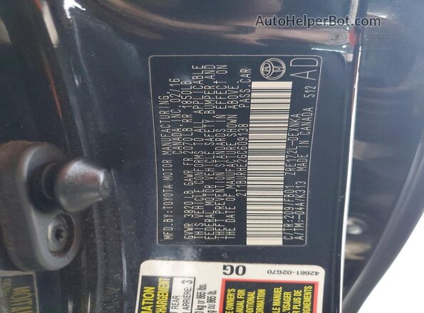 2T1BURHE2GC609138 2016 TOYOTA COROLLA Black ძრავის განყოფილების ხედი