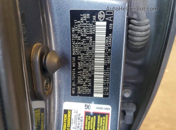 2T1BURHE2HC898944 2017 TOYOTA COROLLA Gray Engine compartment view