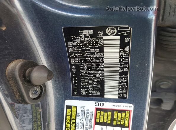 2T1BURHE4GC725456 2016 TOYOTA COROLLA Blue Vista del compartimento del motor