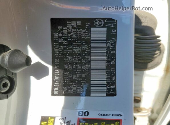 2T1BURHE5JC101222 2018 TOYOTA COROLLA White Engine compartment view