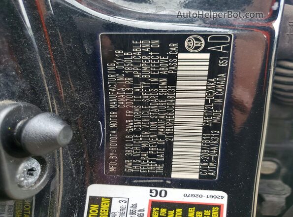 2T1BURHE6JC048031 2018 TOYOTA COROLLA Black ძრავის განყოფილების ხედი