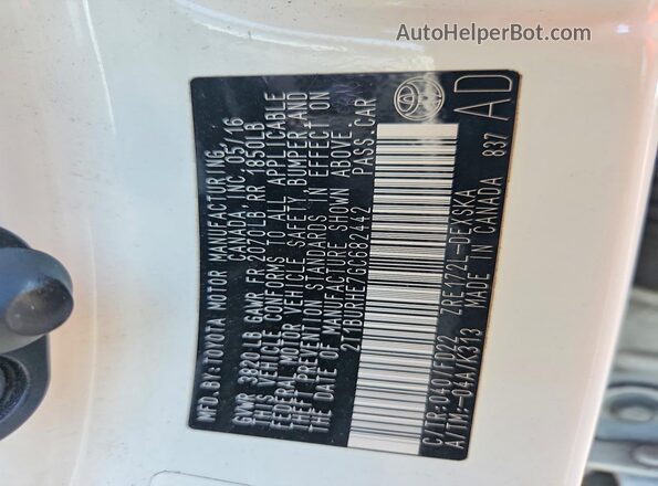 2T1BURHE7GC682442 2016 TOYOTA COROLLA White Vista del compartimento del motor