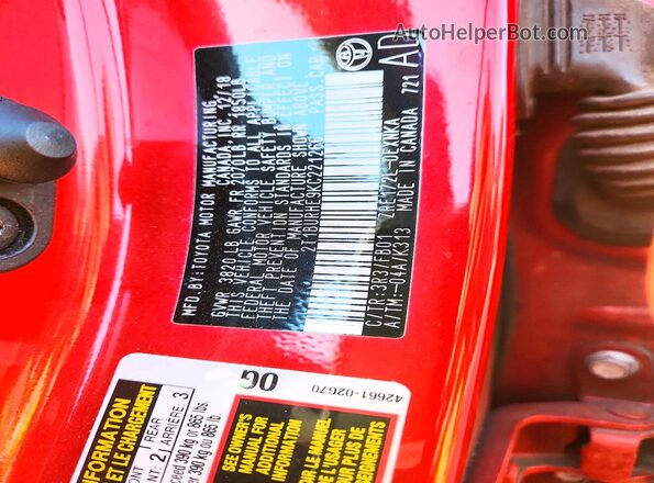 2T1BURHE9KC221266 2019 TOYOTA COROLLA Red ძრავის განყოფილების ხედი