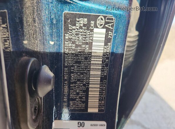 2T1BURHEXHC832478 2017 TOYOTA COROLLA Синий Вид наклейки с VIN-кодом