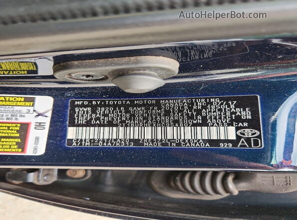 2T1BURHEXHC954807 2017 TOYOTA COROLLA Blue Շարժիչի բաժամունքի տեսք
