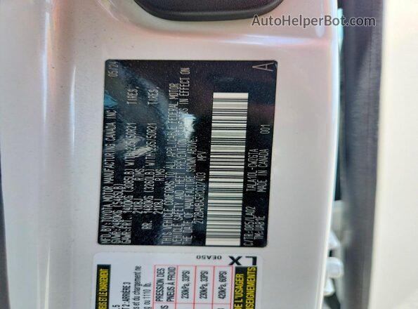 2T2BAMBA5RC037403 2024 LEXUS RX White Widok naklejki z numerem VIN