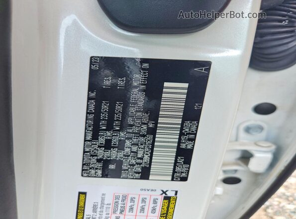 2T2BBMCA2PC016260 2023 LEXUS RX Белый Панорамный вид салона 360°