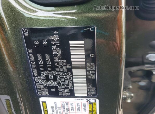 2T2BBMCA7SC072574 2025 LEXUS RX Green VIN sticker view