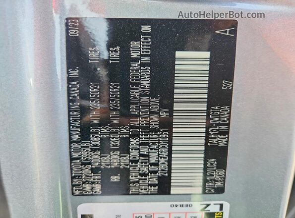 2T2BCMEA6RC010961 2024 LEXUS RX Silver VIN կոդի պիտակի տեսք