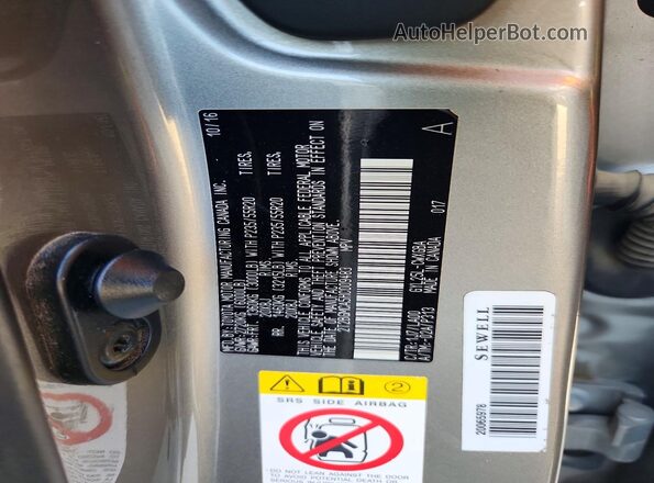 2T2BGMCA5HC009483 2017 LEXUS RX Gray Widok naklejki z numerem VIN