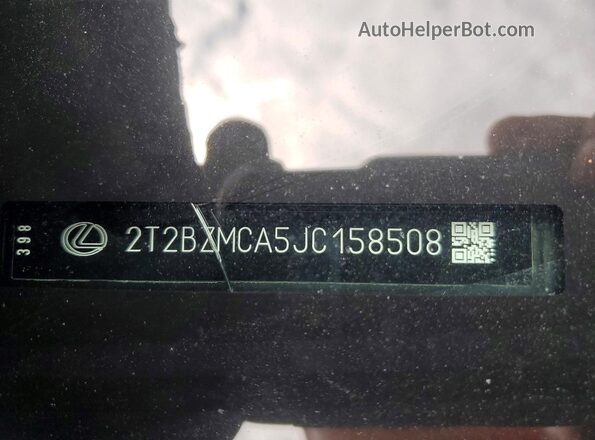 2T2BZMCA5JC158508 2018 LEXUS RX Cream Vista de la etiqueta del VIN