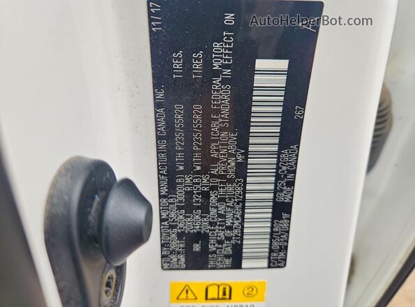2T2BZMCA6HC129853 2017 LEXUS RX White Вид наклейки з VIN-кодом