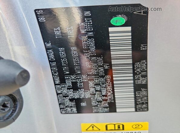 2T2BZMCA9HC054498 2017 LEXUS RX Серебряный Вид наклейки с VIN-кодом