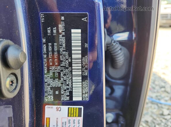 2T2HGMDA7NC077109 2022 LEXUS RX Blue Widok naklejki z numerem VIN